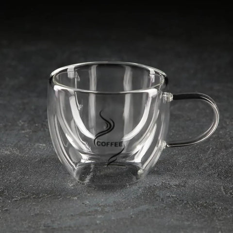 Set 4 cesti cafea cu pereti dubli termorezitente 250 ml mesaj Coffee X239