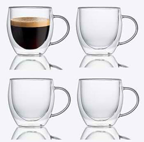 Set 4 cesti cafea cu pereti dubli termorezitente 250 ml