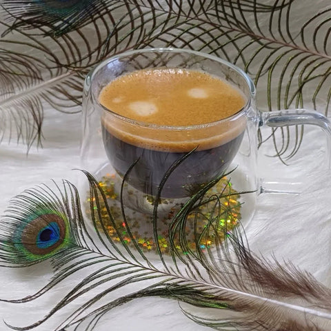 Set 4 cesti cafea Pereti Dubli Sticla Termorezistenta Model Stelute Aurii 180 ml coffee capucino latte espresso