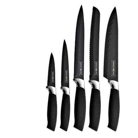 Set 5 cutite cu suport magnetic negru Royalty Line MAG5K