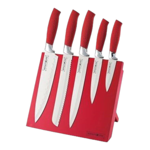 Set 5 cutite suport magnetic Rosu antiadeziv Royalty Line MAG5R