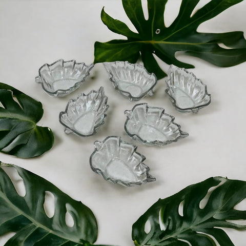 Set 6 Boluri Sticla în Forma de Frunza Verde Naturala pe Masa Ta