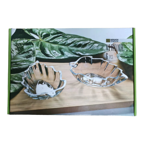 Set 6 Boluri Sticla în Forma de Frunza Verde Naturala pe Masa Ta