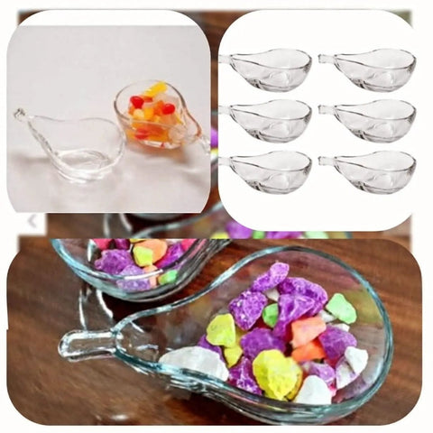 Set de 6 boluri din sticla in forma de para 15 x 9 x 4,5 cm eleganta si originalitate pentru masa ta