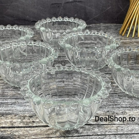 Set 6 Boluri din Sticlă Transparentă Bubbles 12 cm Eleganță și Versatilitate pentru Bucătăria Dumneavoastră