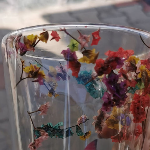 Set 6 Cani pentru Ceai Cafea Latte Machiato cu pereti dubli 320 ml Model flori Uscate coffe
