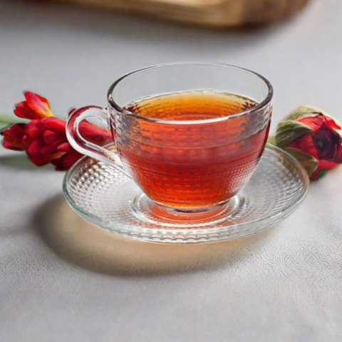 Set 6 cești cafea ceai  Sticlă Transparentă cu Farfurii 190 ml Venice Eleganță și Stil pentru Momentele Tale de Răsfat