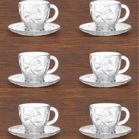 Set 6 cesti cafea ceai Kaveh Sunstar 190 ml sticla Eleganta si Rafinament pt Momente de Rasfat