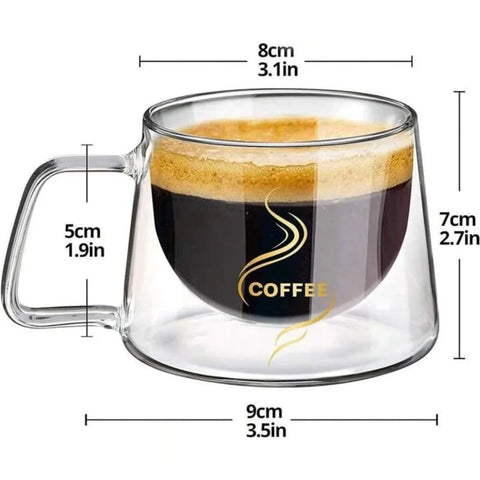 Set 6 cesti cafea cu pereti dubli sticla termorezistenta 200 ml Mesaj COFFEE CADOUL PERFECT terasa