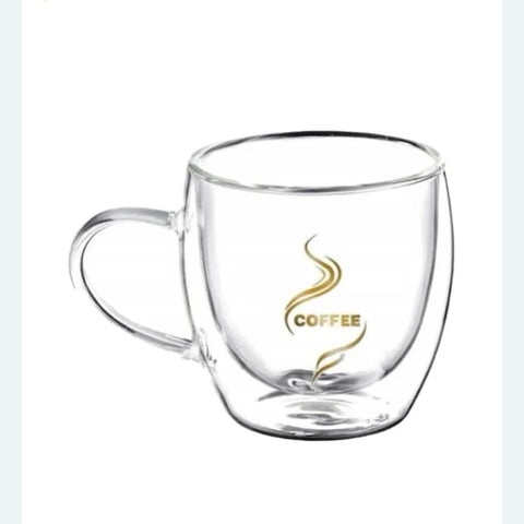 Set 6 cesti cafea cu pereti dubli din sticla termorezistenta 250 ml Mesaj Coffee X239