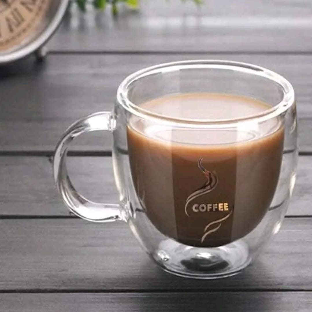Set 6 cesti cafea cu pereti dubli din sticla termorezistenta 250 ml Mesaj Coffee X239