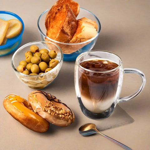 Set 6 cesti cafea pereti dubli din sticla termorezistenta 350 ml eleganta și funcționalitate Bauturile tale calde X 238