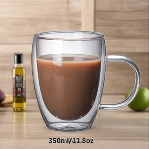 Set 6 cesti cafea pereti dubli din sticla termorezistenta 350 ml eleganta și funcționalitate Bauturile tale calde X 238