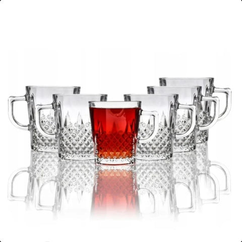 Set 6 Cesti Cafea sau Ceai sticla transparenta 260 ml Kaveh Express coffee capucino latte espresso