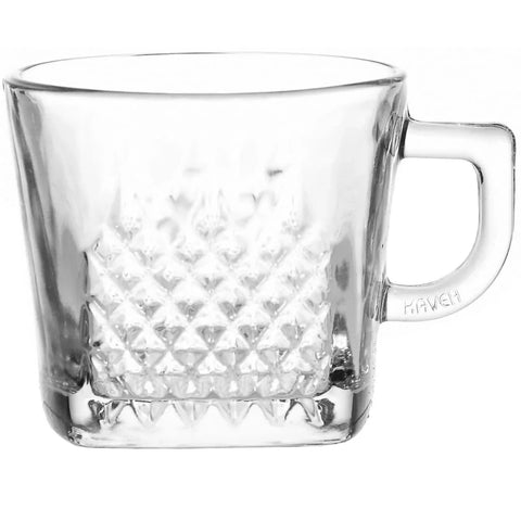 Set 6 Cesti Cafea sau Ceai sticla transparenta 260 ml Kaveh Express coffee capucino latte espresso