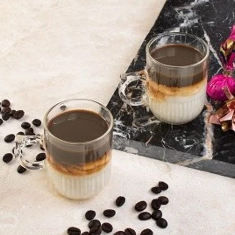 Set 6 Cesti Cafea Ceai sticla transparenta 270 ml Kaveh Lionel