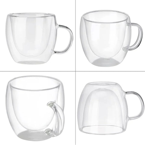 Set 6 cesti cafea cu pereti dubli din sticla termorezistenta 250 ml