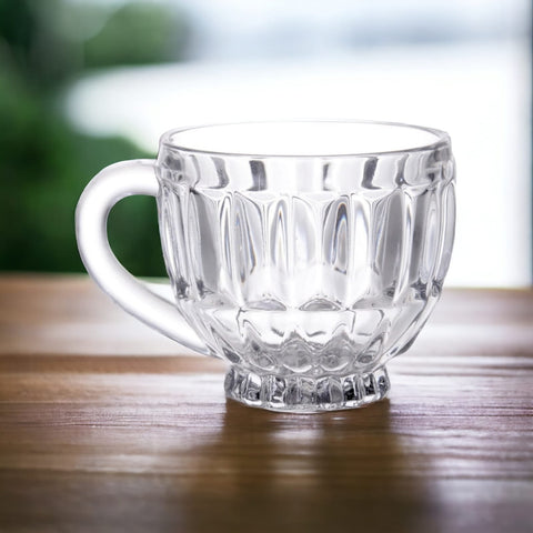 Set 6 cesti cafea ceai din sticla cu farfurii Manila Kaveh sticla 200 ml
