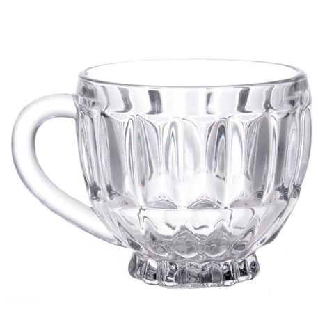 Set 6 cesti cafea ceai din sticla cu farfurii Manila Kaveh sticla 200 ml
