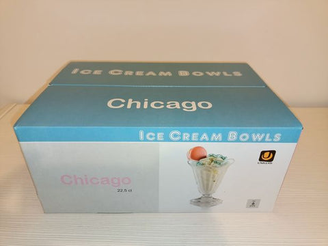 Set 6 cupe sticla 225 ml pentru salata fructe înghetata Chicago pt terasa si evenimente
