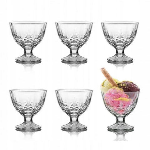 Set 6 cupe sticla pt înghetata/salată fructe 300 ml Sonia terasa piscina evenimente