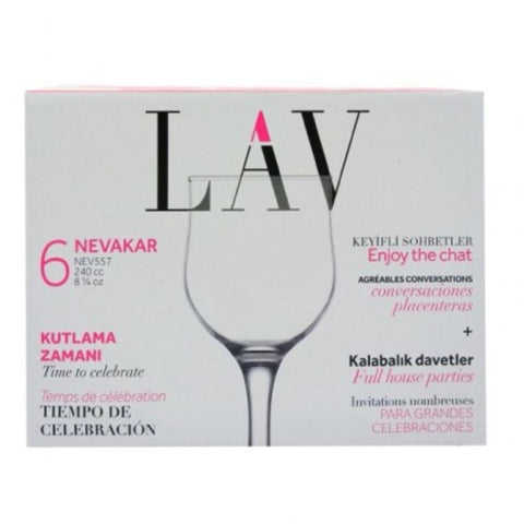 Set 6 pahare apa suc și vin Lav Nevakar 240 ml – eleganta și versatilitate pentru fiecare zi