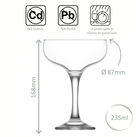 Set 6 pahare cocktail vin spumant desert LAV Misket 235 ml TERASA PISCINA EVENIMENTE CADOUL PERFECT