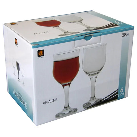 Set 6 Pahare apa vin cu picior  Ariadne 280 ml terasa piscina evenimente