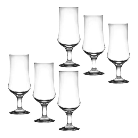 Set 6 pahare cu Picior CADOUL PERFECT 365 ml pt Bere Suc Apa sau Cocktailuri la terasa piscina si evenimente