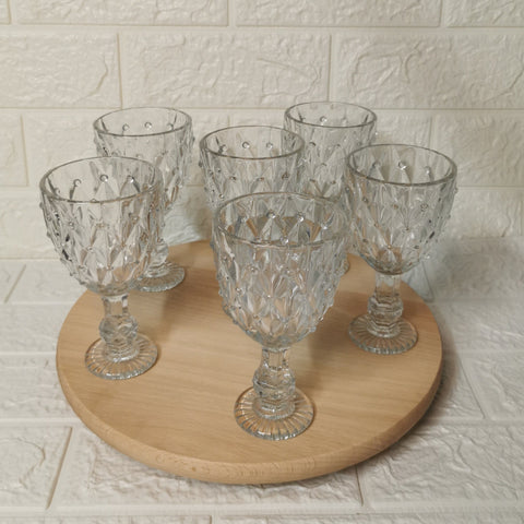 Set 6 pahare cu picior din sticla rezistenta 200 ml vin apa suc Tiffany evenimente