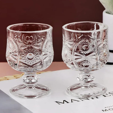 Set 6 pahare cu picior, 50 ml pentru tuica, sticla rezistenta