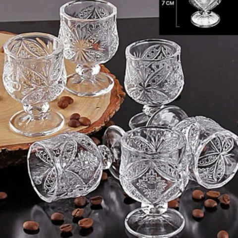 Set 6 pahare cu picior, 50 ml pentru tuica, sticla rezistenta