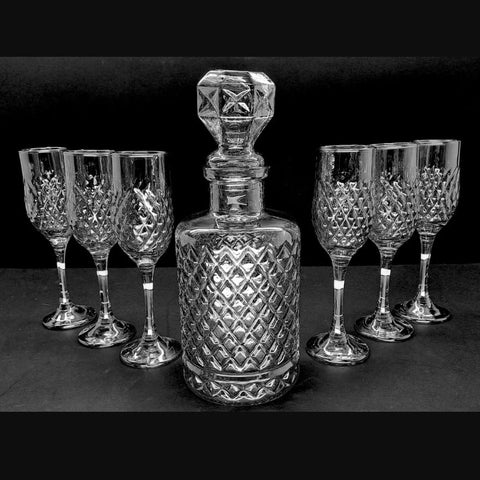 Set 6 pahare sticla 200 ml cu Decantor pentru bauturi 1,2 litri setul de 6 pahare din sticla pentru șampanie vin 200 ml petreceri in curte pe terasa Cadoul perfect