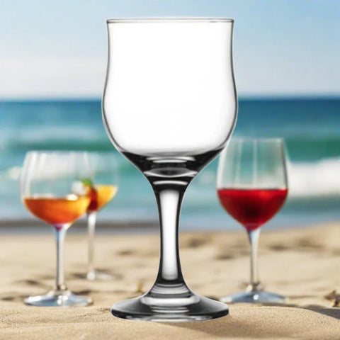 Set 6 pahare din sticla pentru vin, Pasabahce Tulipe 240 ml terasa piscina evenimente