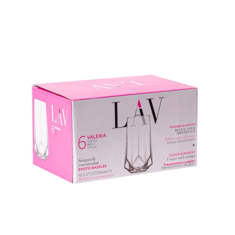 Set 6 pahare înalte apa vin bere suc Valeria LAV sticlă de 460 ml TERASA EVENIMENTE CADOUL PERFECT