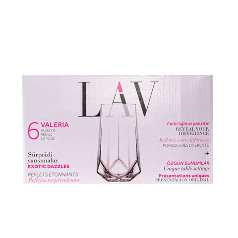 Set 6 pahare înalte apa vin bere suc Valeria LAV sticlă de 460 ml TERASA EVENIMENTE CADOUL PERFECT