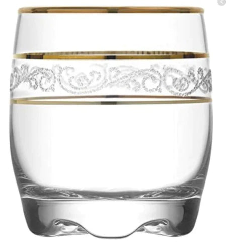 Set 6 pahare aurii suc apa tarie vin 290 ml Lav Adora Gold Lux evenimente