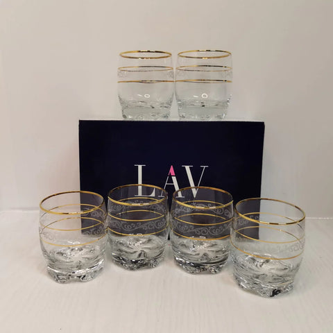 Set 6 pahare aurii suc apa tarie vin 290 ml Lav Adora Gold Lux evenimente