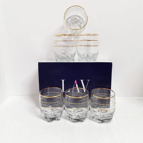 Set 6 pahare aurii suc apa tarie vin 290 ml Lav Adora Gold Lux evenimente