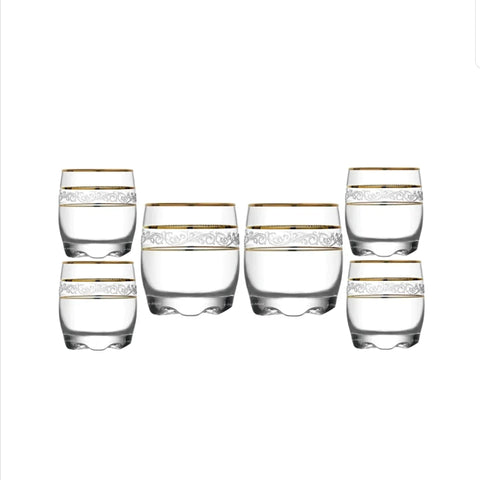 Set 6 pahare aurii suc apa tarie vin 290 ml Lav Adora Gold Lux evenimente