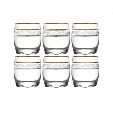 Set 6 pahare aurii suc apa tarie vin 290 ml Lav Adora Gold Lux evenimente