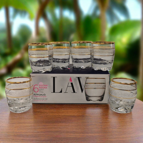 Set 6 pahare 80 ml tuica tarie Lav Adora Gold