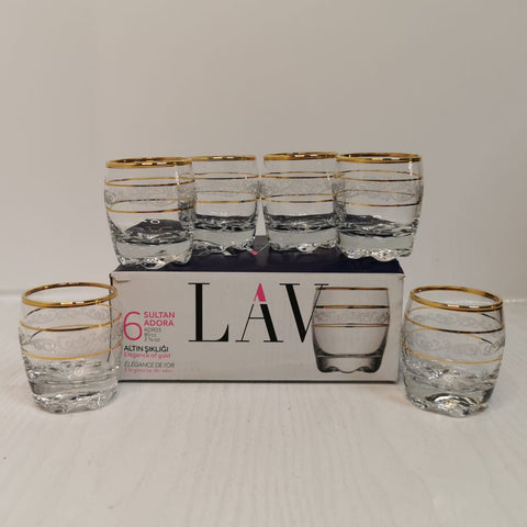 Set 6 pahare 80 ml tuica tarie Lav Adora Gold