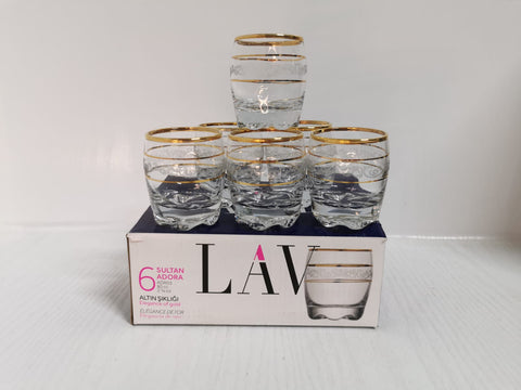 Set 6 pahare 80 ml tuica tarie Lav Adora Gold