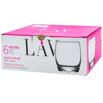 Set 6 pahare Whisky Vodcă Brandy Apă Suc Lav Adora 290 ml evenimente