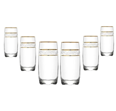 Set 6 pahare vin apa suc sticla Lav Adora Gold long drink 390 ml evenimente