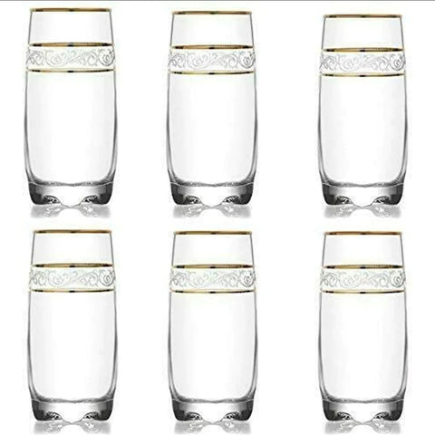 Set 6 pahare vin apa suc sticla Lav Adora Gold long drink 390 ml evenimente