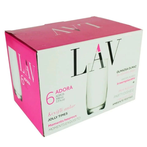 Set 6 pahare pentru apa suc vin bere Lav Adora 390 ml sticla transparenta