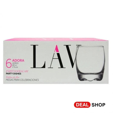 Set 6 pahare sticla Lav Adora pentru lichior/tuica 80 ml ADR03