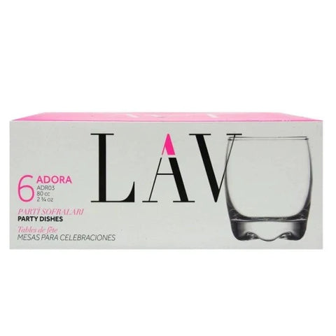 Set 6 pahare sticla Lav Adora pentru lichior/tuica 80 ml ADR03